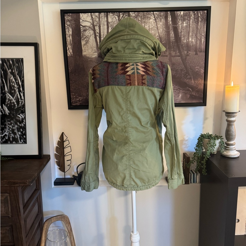 Roxy Olive Utility Jacket With Patterned Shoulders - image 4